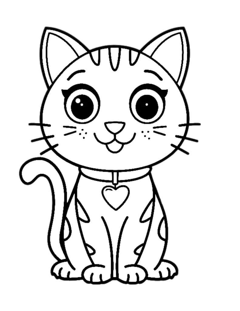 happy cat coloring page for kids