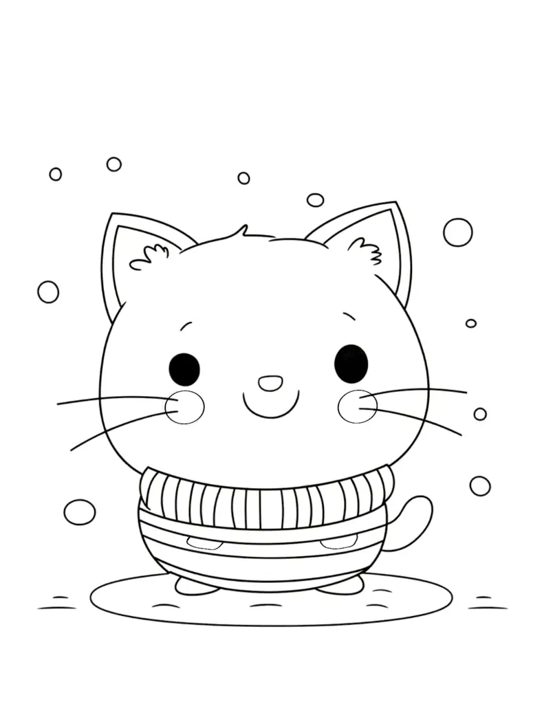 kitten in a sweater coloring page