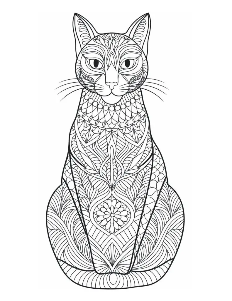 cat mandala coloring page