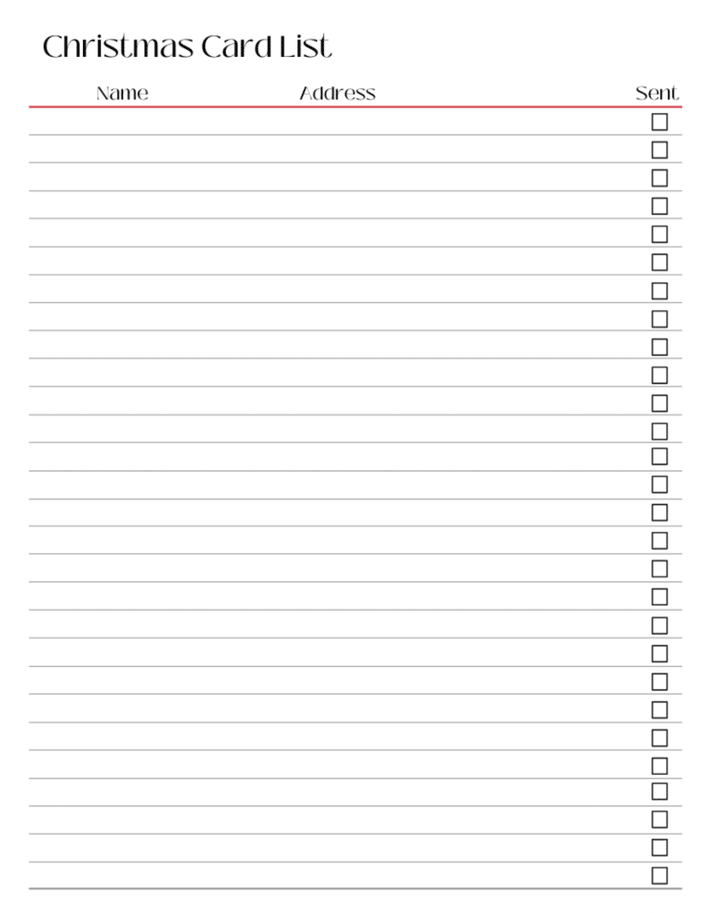 christmas card checklist