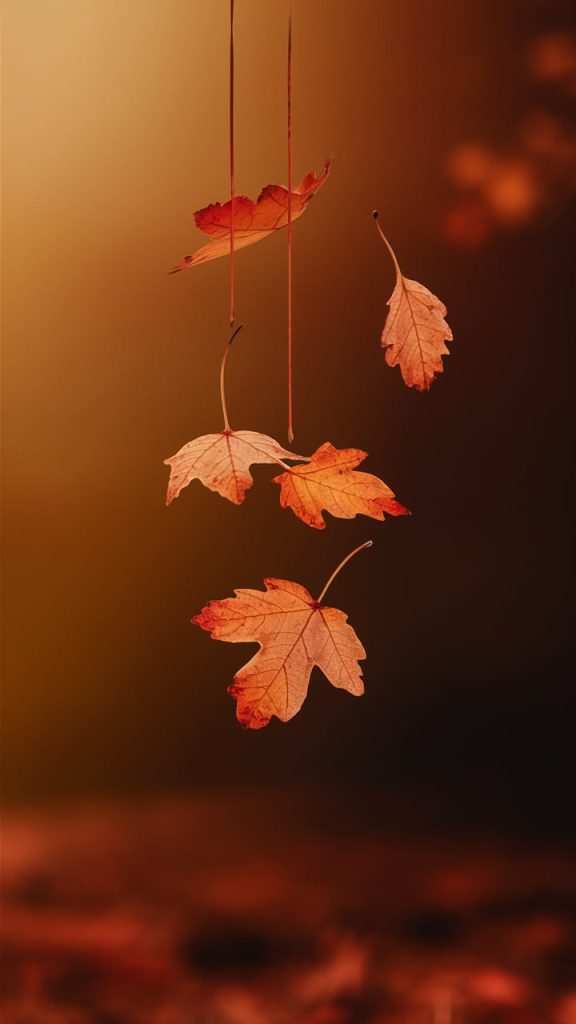 Simple autumn phone wallpaper with animated falling leaves for iPhone.