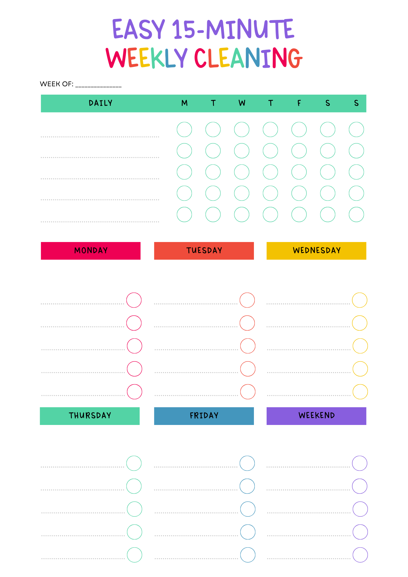 15-minute-weekly-cleaning-checklist-ideas blank