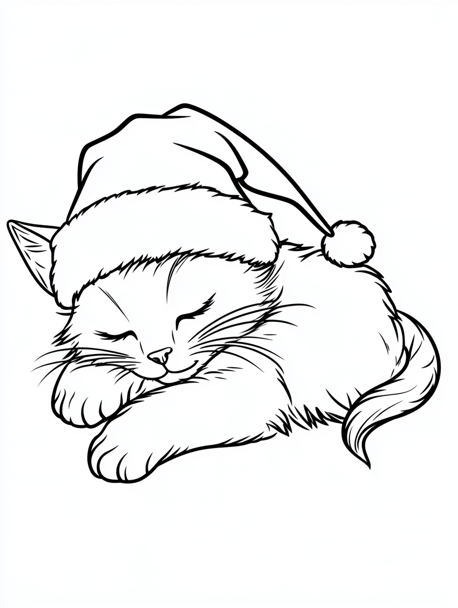 12 Cat Christmas Coloring Pages for All Ages & The Benefits of Coloring ...