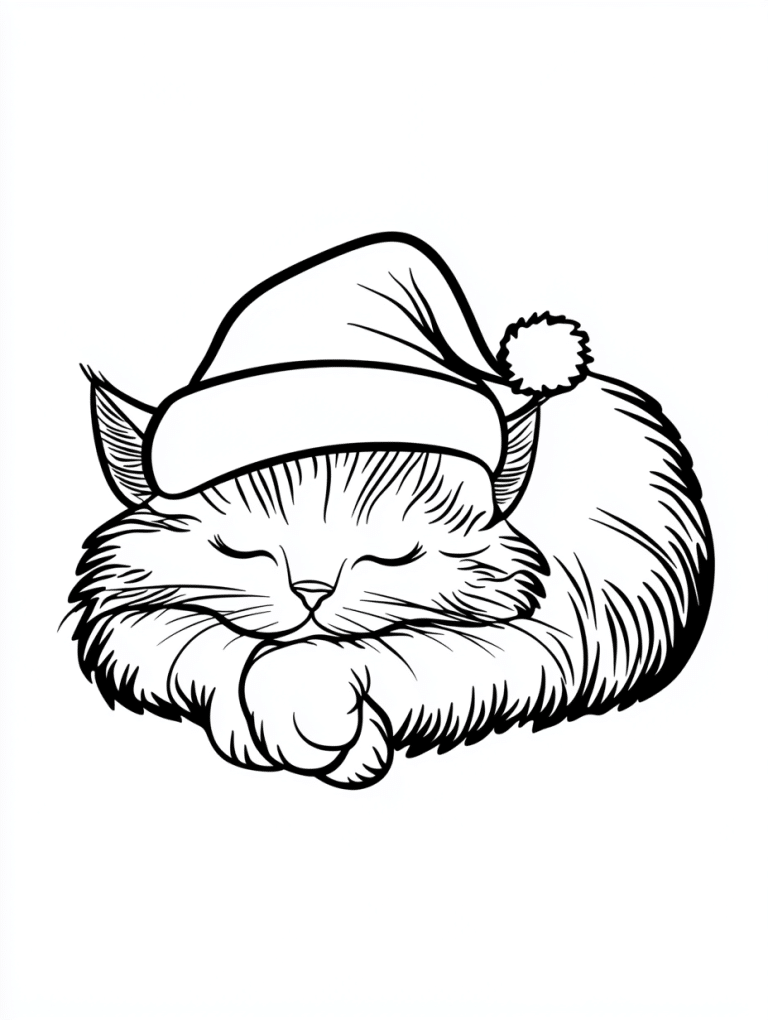 12 Cat Christmas Coloring Pages for All Ages & The Benefits of Coloring ...