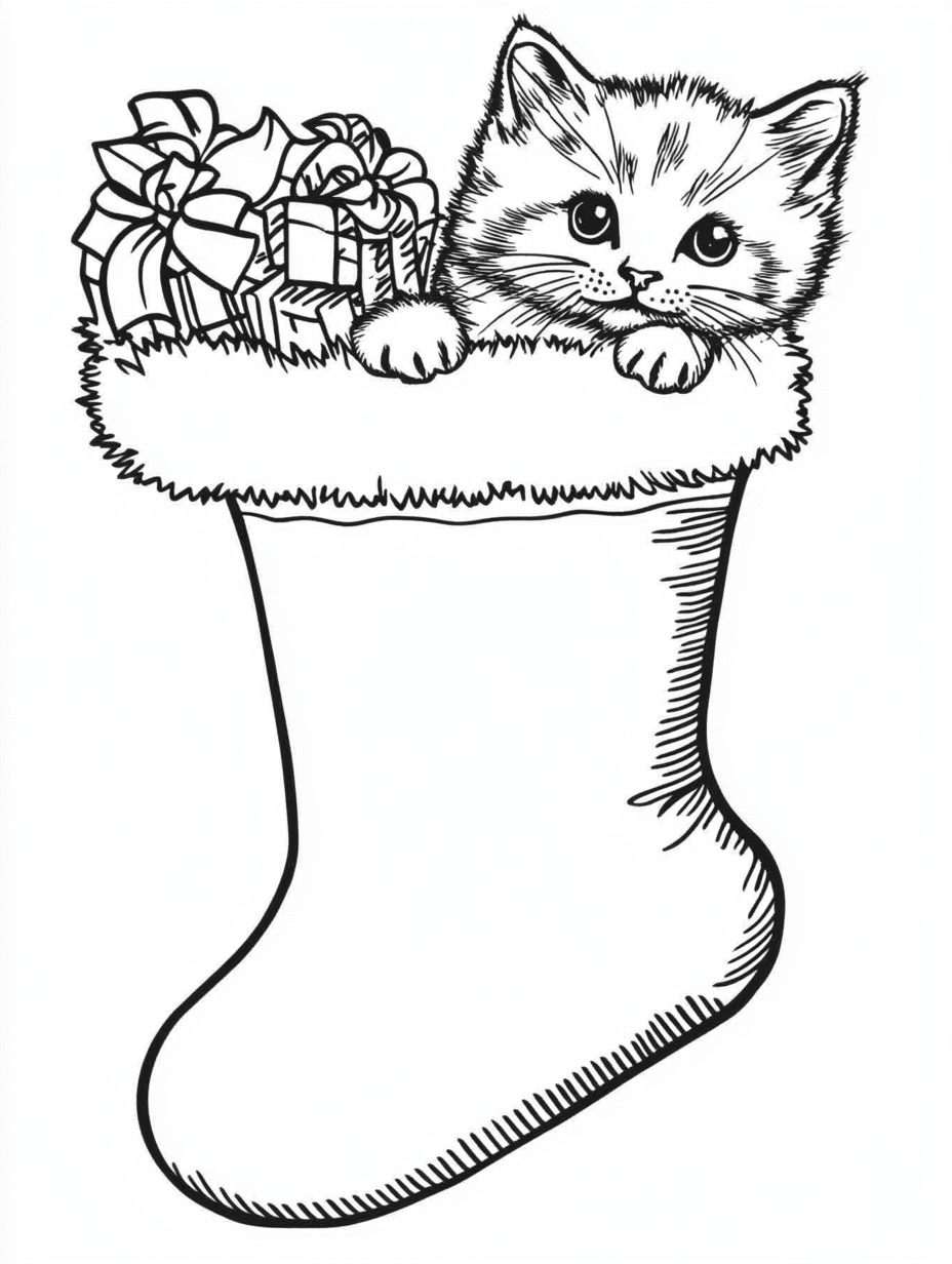 12 Cat Christmas Coloring Pages for All Ages & The Benefits of Coloring ...