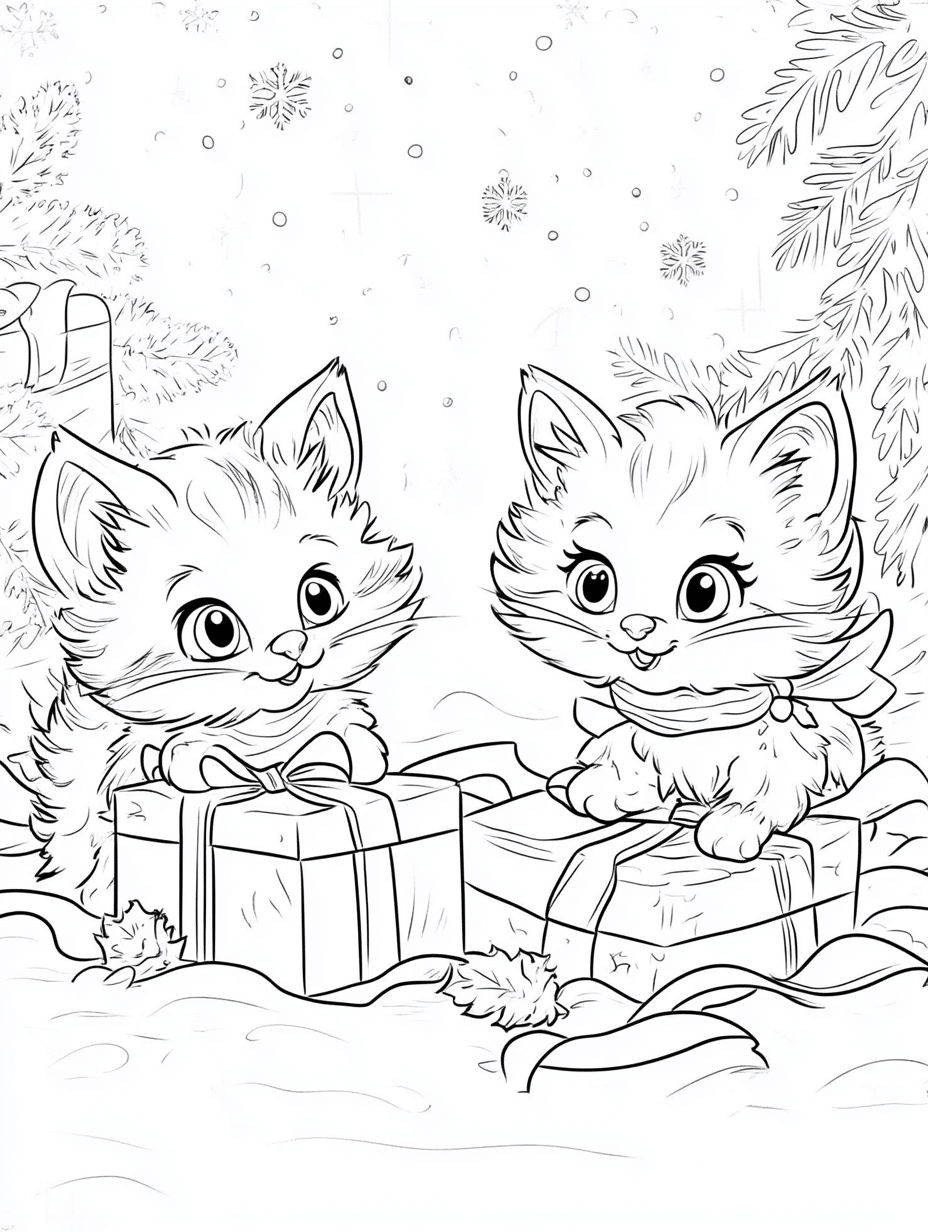12 Cat Christmas Coloring Pages for All Ages & The Benefits of Coloring ...