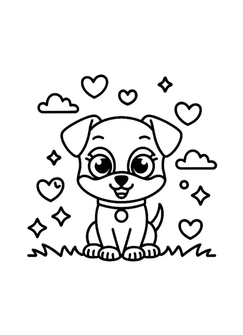 Cute Dog Coloring Pages For Kids